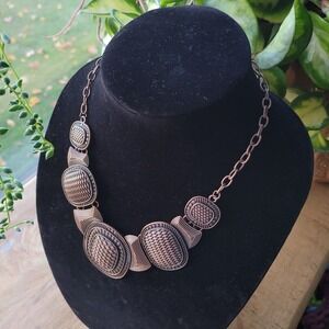 Boho Ethnic Statement Necklace Copper Tone‎ Bronze Chunky Bib Collar Chain Metal